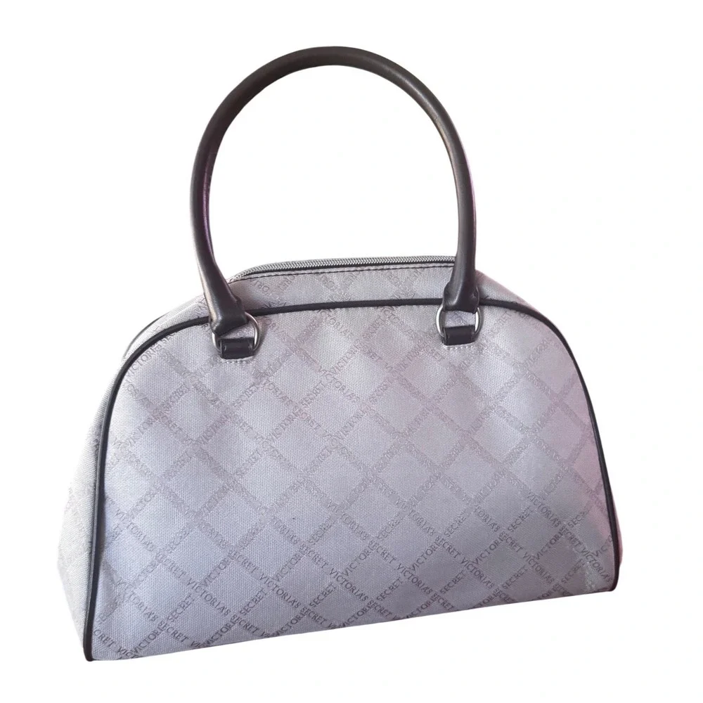 Victorias Secret Logo Monogram light pinkish grey Brown Y2K Dome Bag 13x8x4